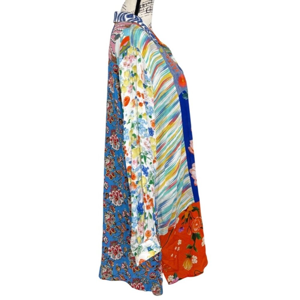 John Mark Tunic Button-Up Colorful Mixed Print Bo… - image 2